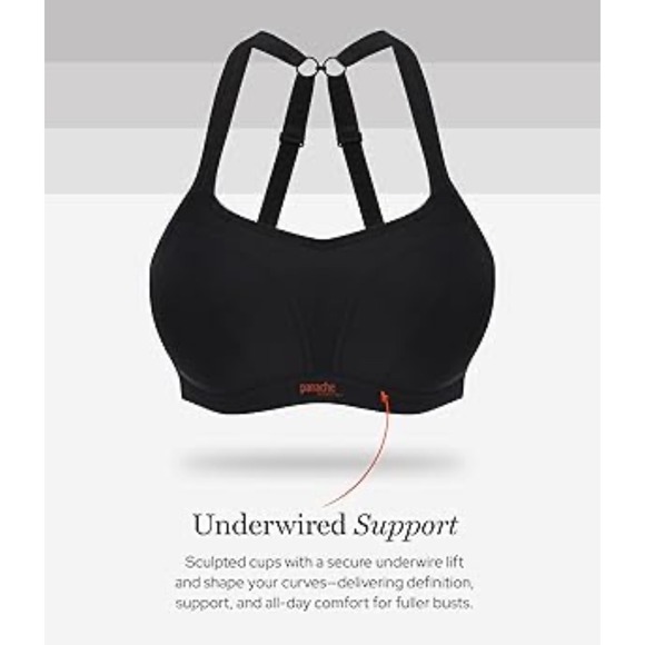 Panache Sport Black Underwired High Impact Sports Bra Full Cup Support 36GG - Picture 2 of 12